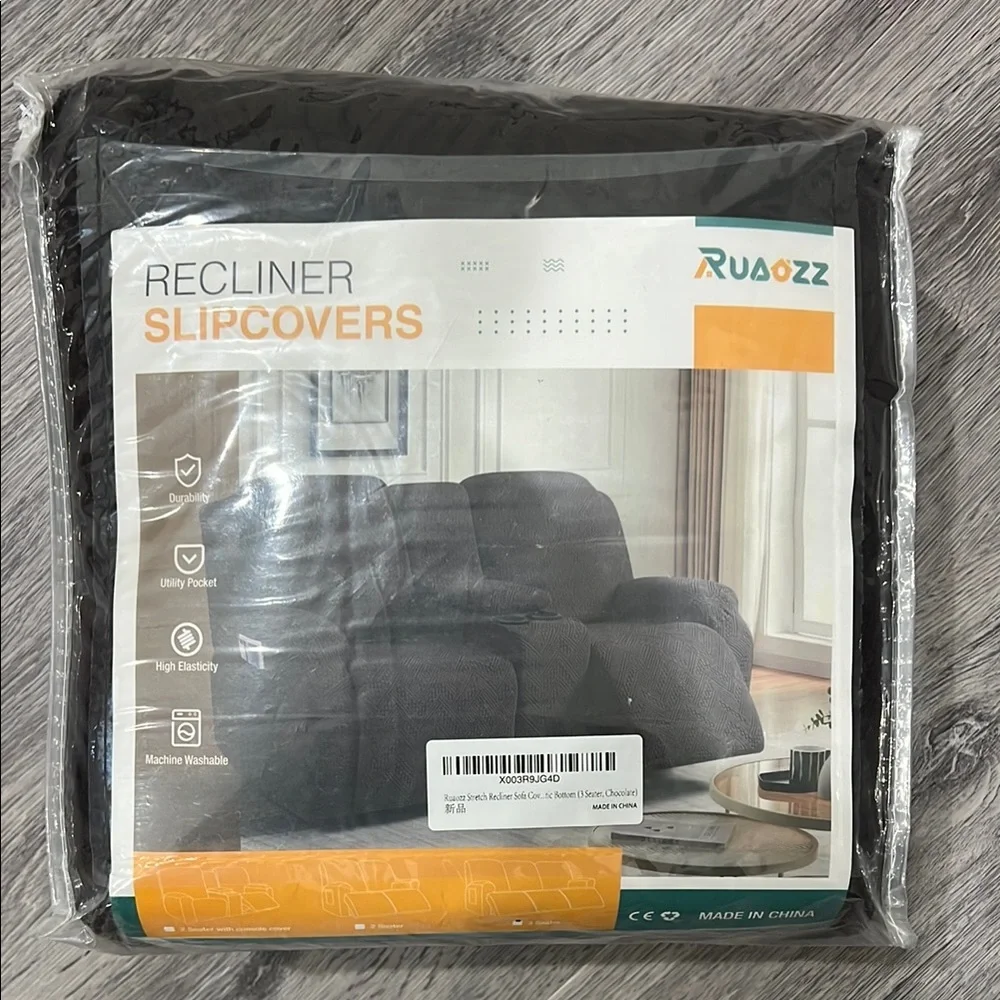 Ruaozz stretch loveseat recliner slipcovers 3 seated chocolate color